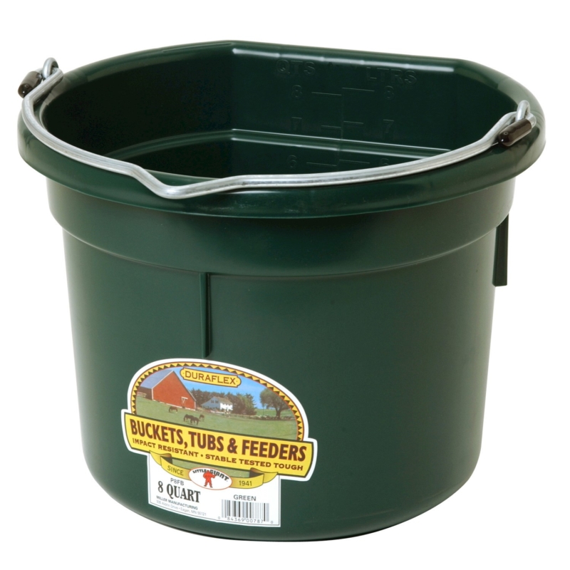 8QT green FlatBack bucket great for feeding and watering steers, horses, sheep, and goats.