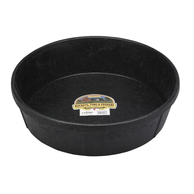 3 gallon heavy duty rubber feeder pan for steers, horses, sheep, goats and pigs.