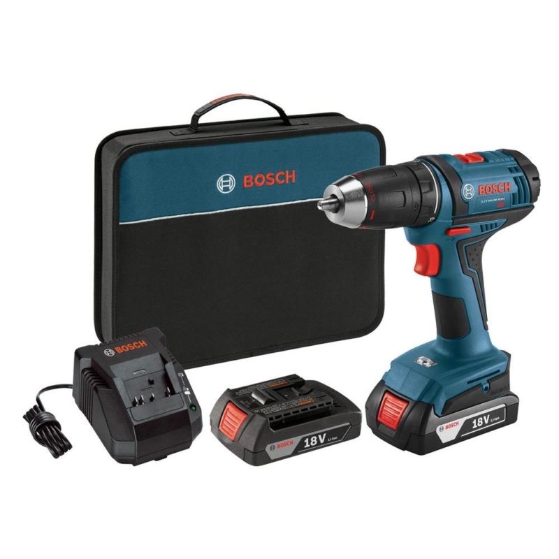 Bosch 18 volt Cordless Compact Drill/Driver 1/2 in. 1300 rpm Kit
