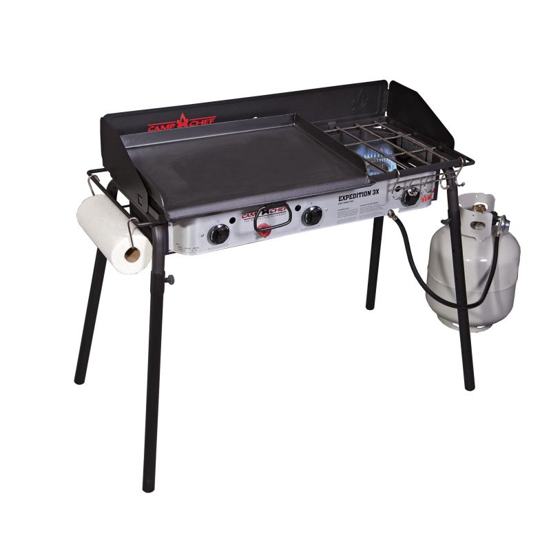 Camp Chef Expedition 3 burner stove with griddle