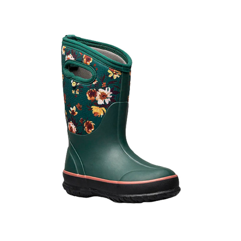 Bogs Classic Painterly Kids's boot Emerald Multi color side angle view