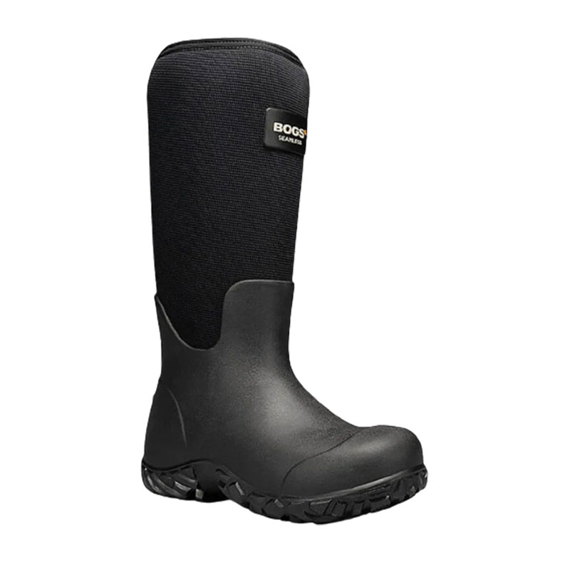 Bogs Workman 17" Tall Boot Men's Waterproof Work Boot Black In Color Side Angle View