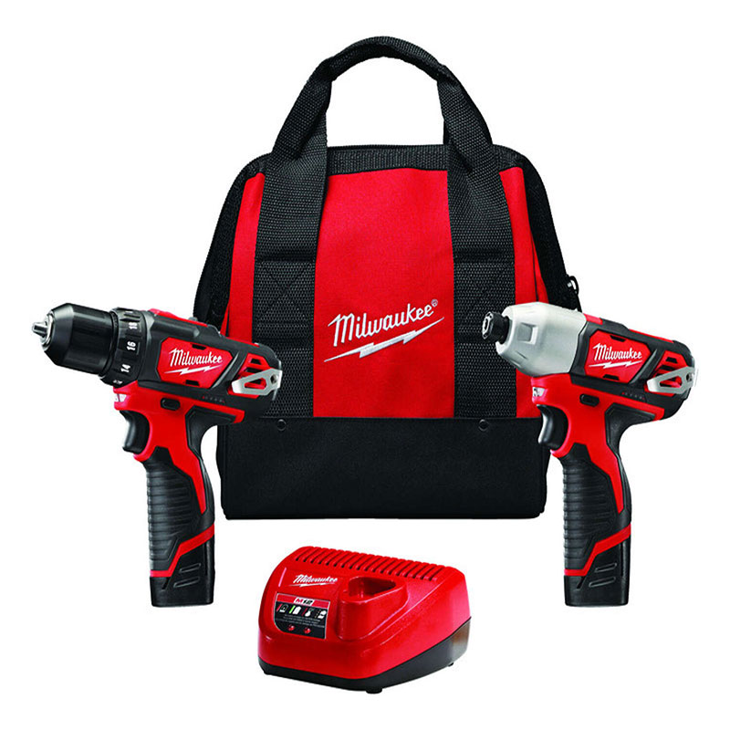 Milwaukee M12 12 V Cordless Brushed 2 Tool Drill and Impact Driver Kit 2494-22