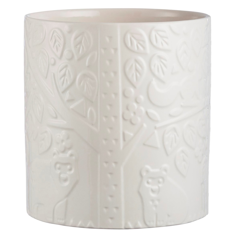 White Utensil Jar with forest pattern