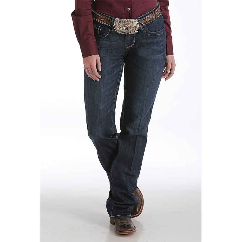 Cinch ADA dark stone wash jeans women front view