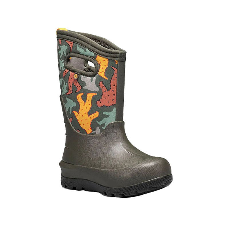 Bogs Neo-Classic Bigfoot Kid's Dark Green Multi color side angle view